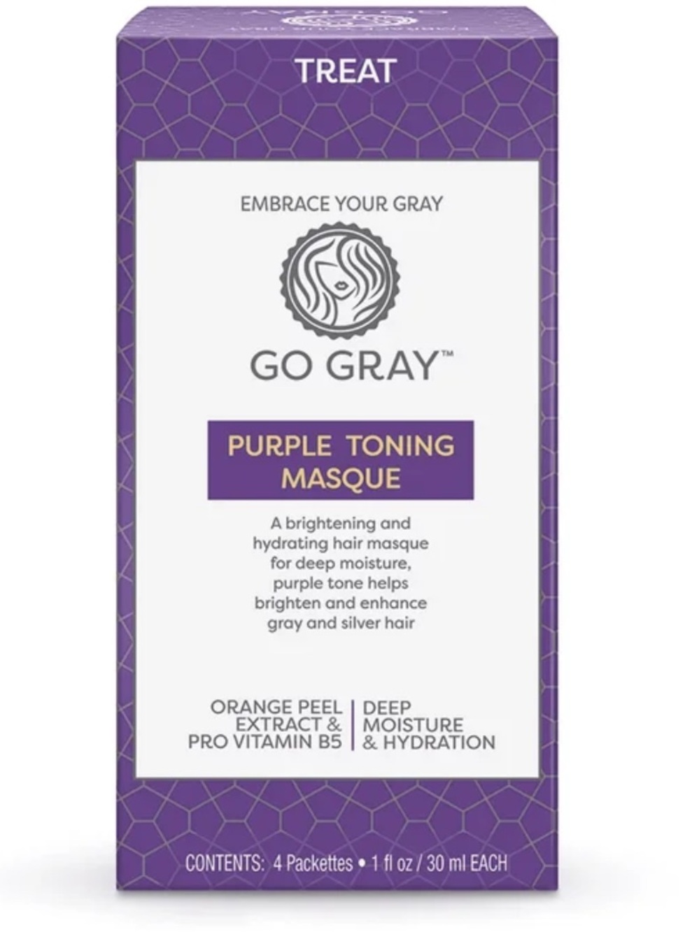 Go Gray Purple Toning Masque for Gray Hair and Silver Hair, 1 fl oz, 4 Pack (2)